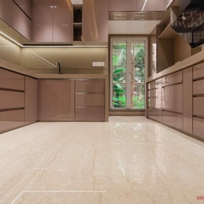 Beige Floor With Beige Color Kitchen
