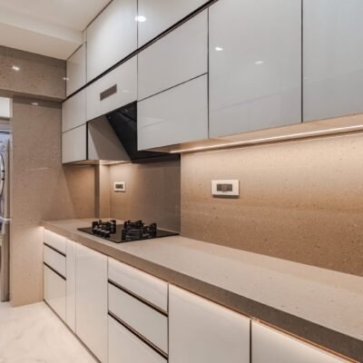 Completed Premium Parallel Modular kitchen in Kandivali with back painted glass - Best Modular Kitchen in Mumbai - KK Modular Kitchens