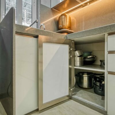 Corner Shutter With Inside Wooden Shelf