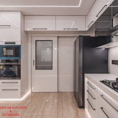 Full Anti Scratched Acrylic Mirror Finish Modular kitchen in Mumbai Central - KK Modular Kitchen - Best Kitchen design