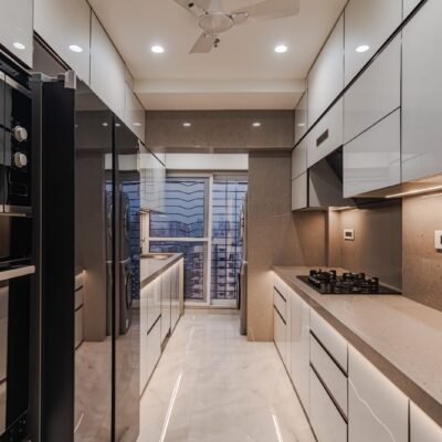 Premium Parallel Back-painted glass modular kitchen in Mumbai - Best modular Kitchen designer in Mumbai - KK Modular Kitchen