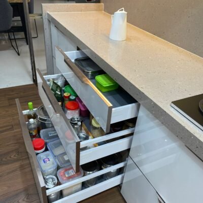 Premium acrylic Parallel Modular Kitchen completed in Mahindra Goregaon West - KK Modular Kitchen