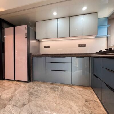U shaped kitchen by kk modular kitchen featuring back painted glass kitchen and luxury kitchen design in modular kitchen mumbai