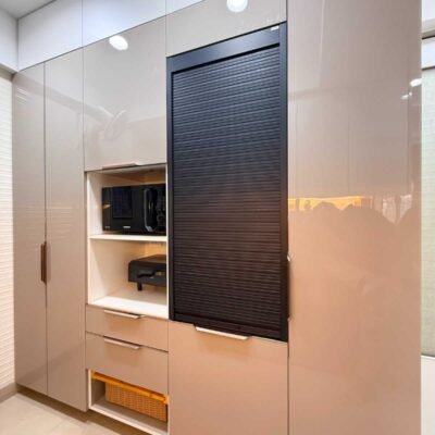 rolling shutter kitchen unit by kk modular kitchen for space saving storage