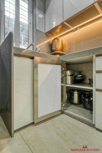 Corner Shutter With Inside Wooden Shelf