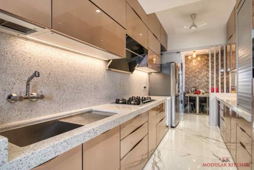 Parallel Kitchen With Beige Color Combination